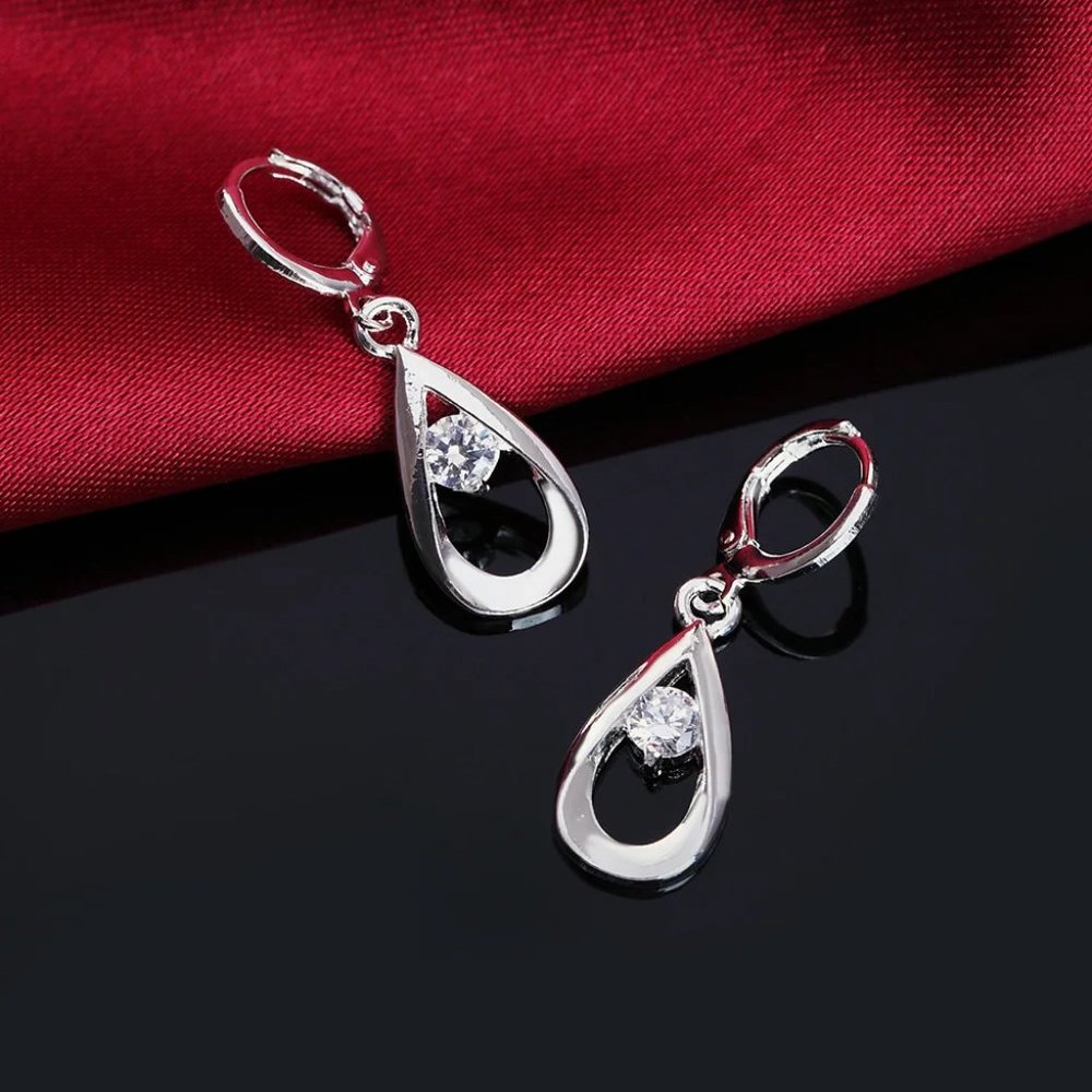 Gorgeous Sterling Silver Crystal Teardrop Earrings " Hypoallergenic " - Picture 8 of 8